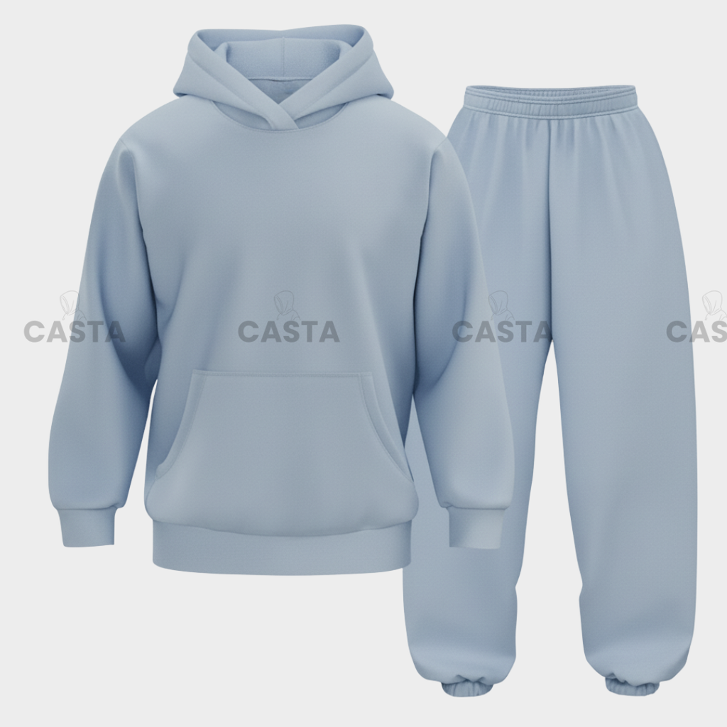 Oversize komplet – kapuljača + džep PASTEL PLAVA