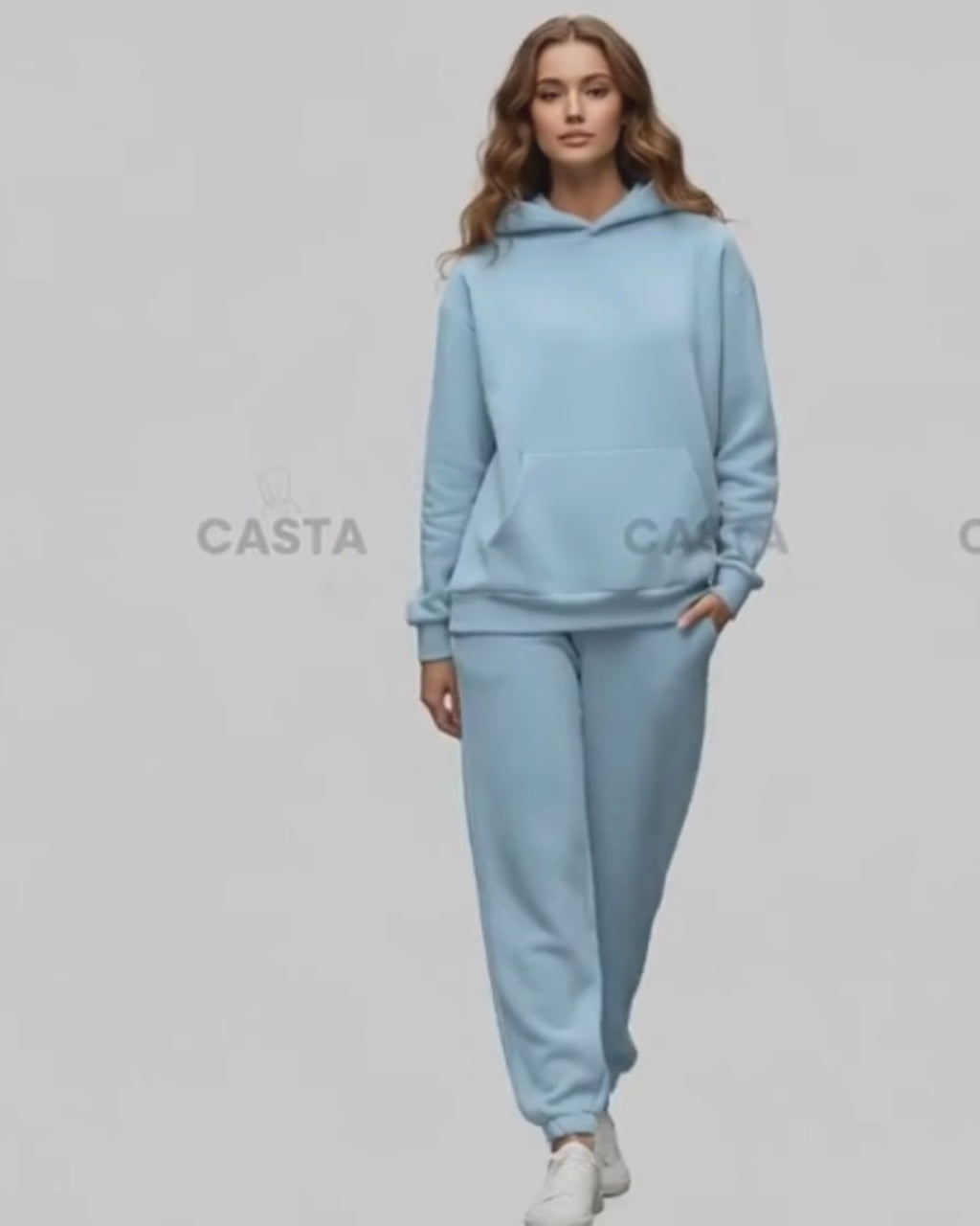 Oversize komplet – kapuljača + džep PASTEL PLAVA