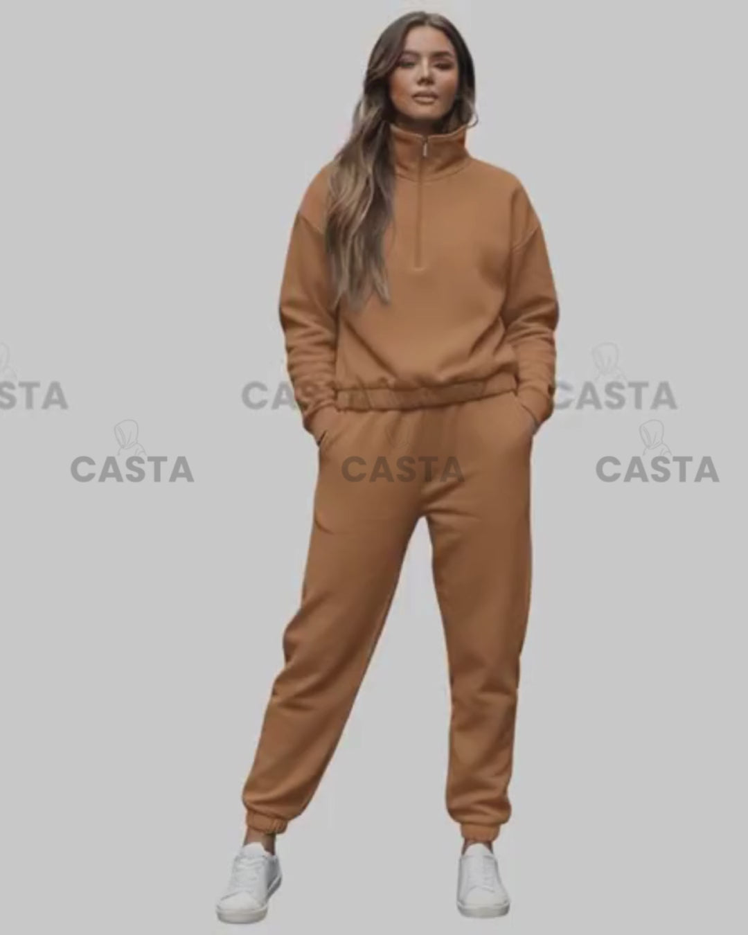 Duks sa zipom i donji deo univerzalna - CARAMEL/KARAMEL