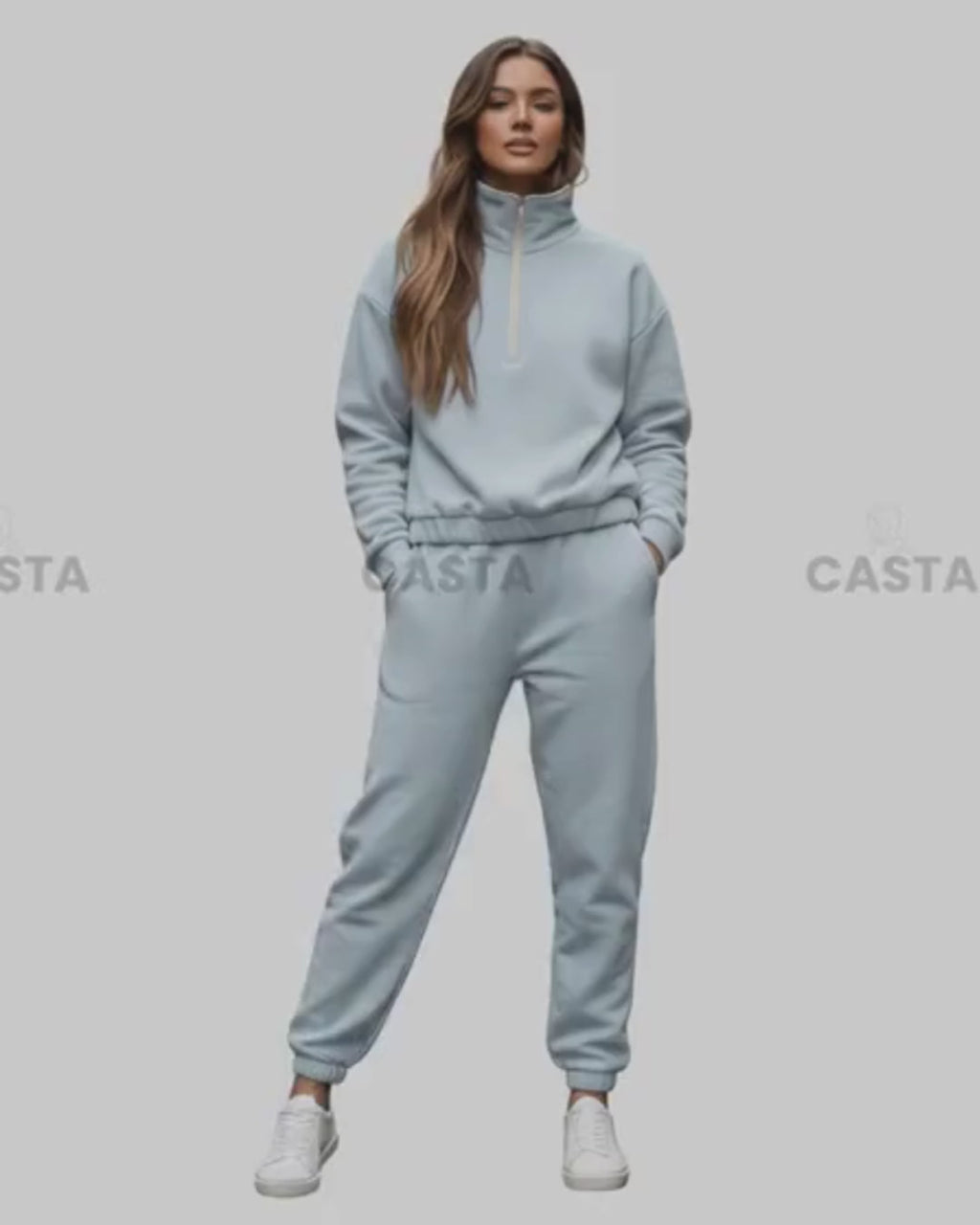 Duks sa zipom i donji deo univerzalna - PASTEL PLAVA