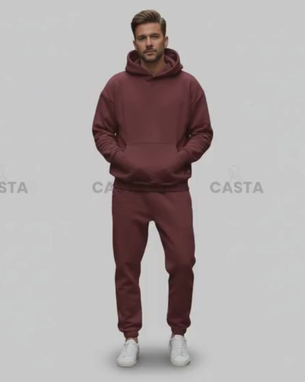 Oversize komplet – kapuljača + džep BURGUNDY/BORDO