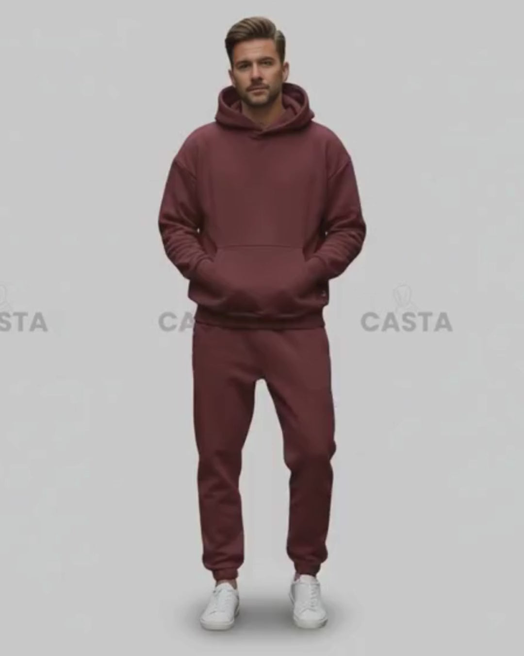 Oversize komplet – kapuljača + džep BURGUNDY/BORDO