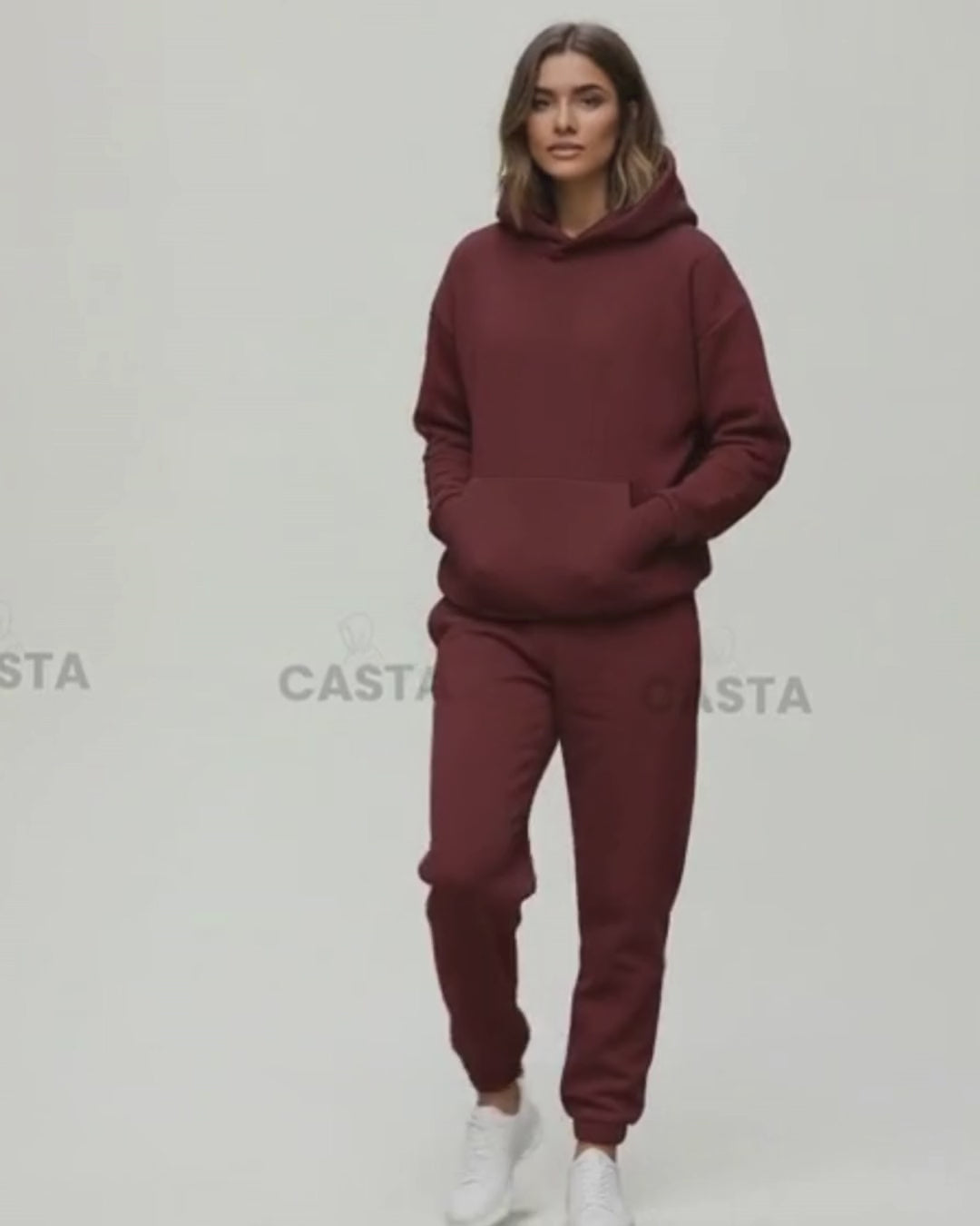 Oversize komplet – kapuljača + džep BURGUNDY/BORDO