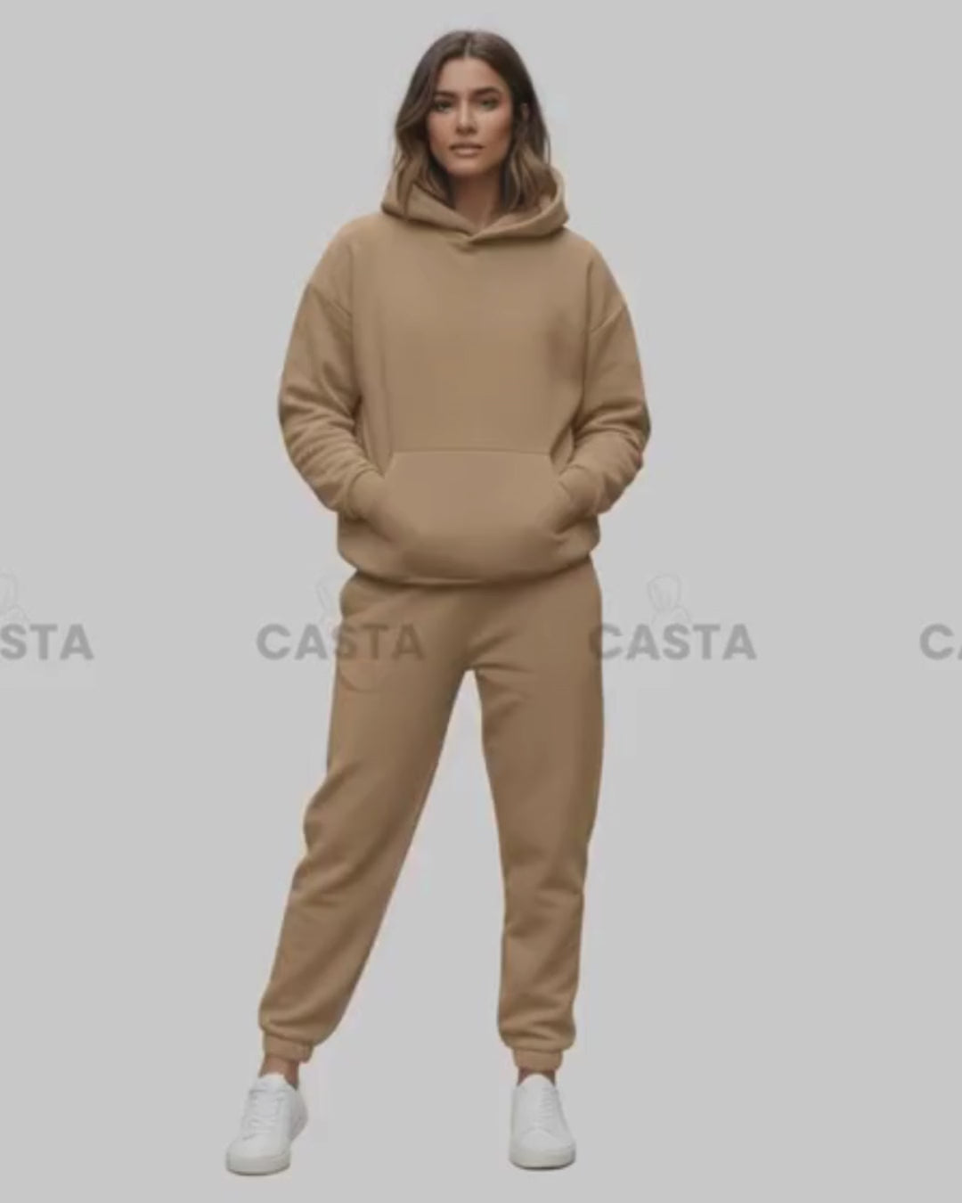 Oversize komplet – kapuljača + džep CARAMEL/KARAMEL