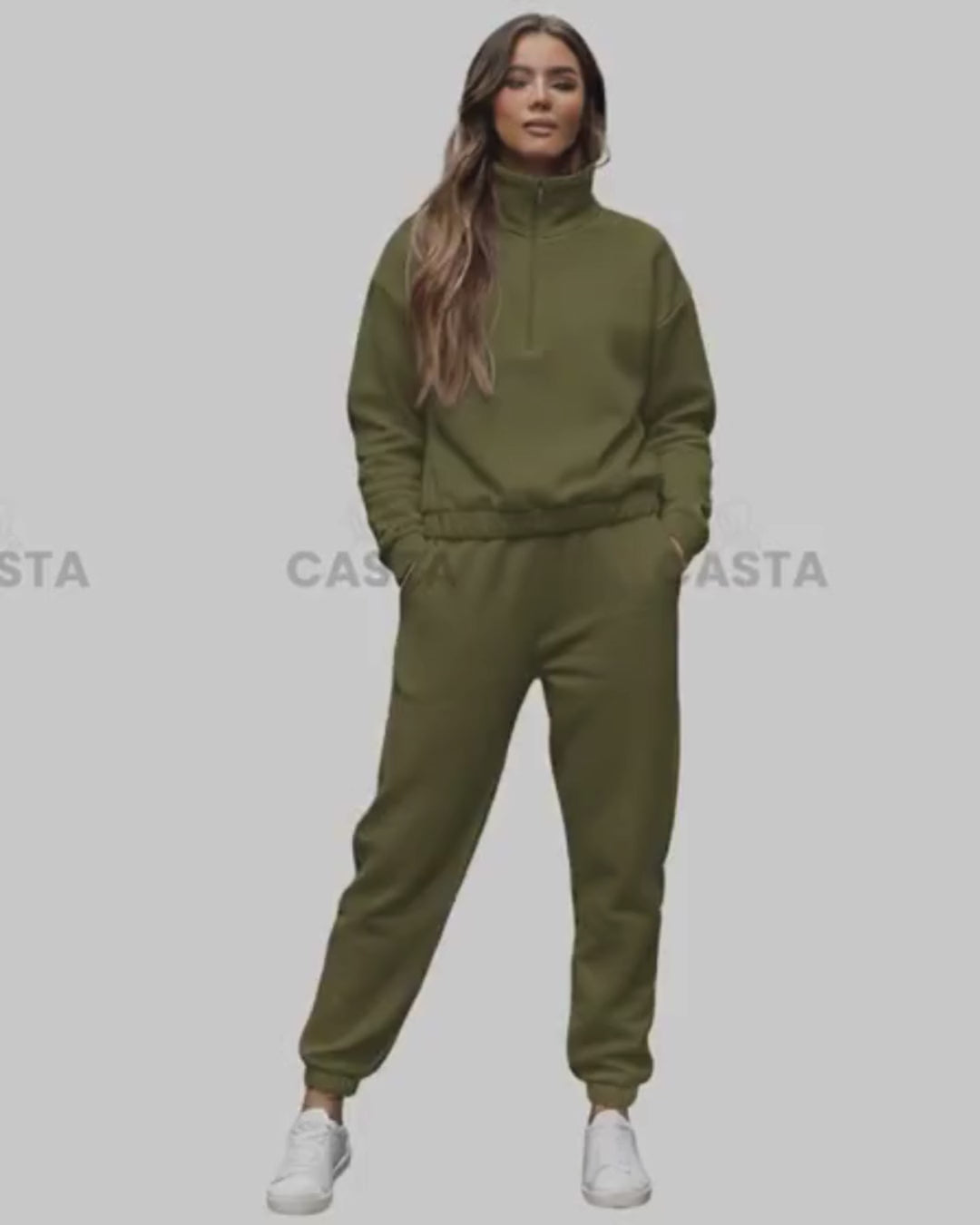 Duks sa zipom i donji deo univerzalna - MASLINASTO ZELENA