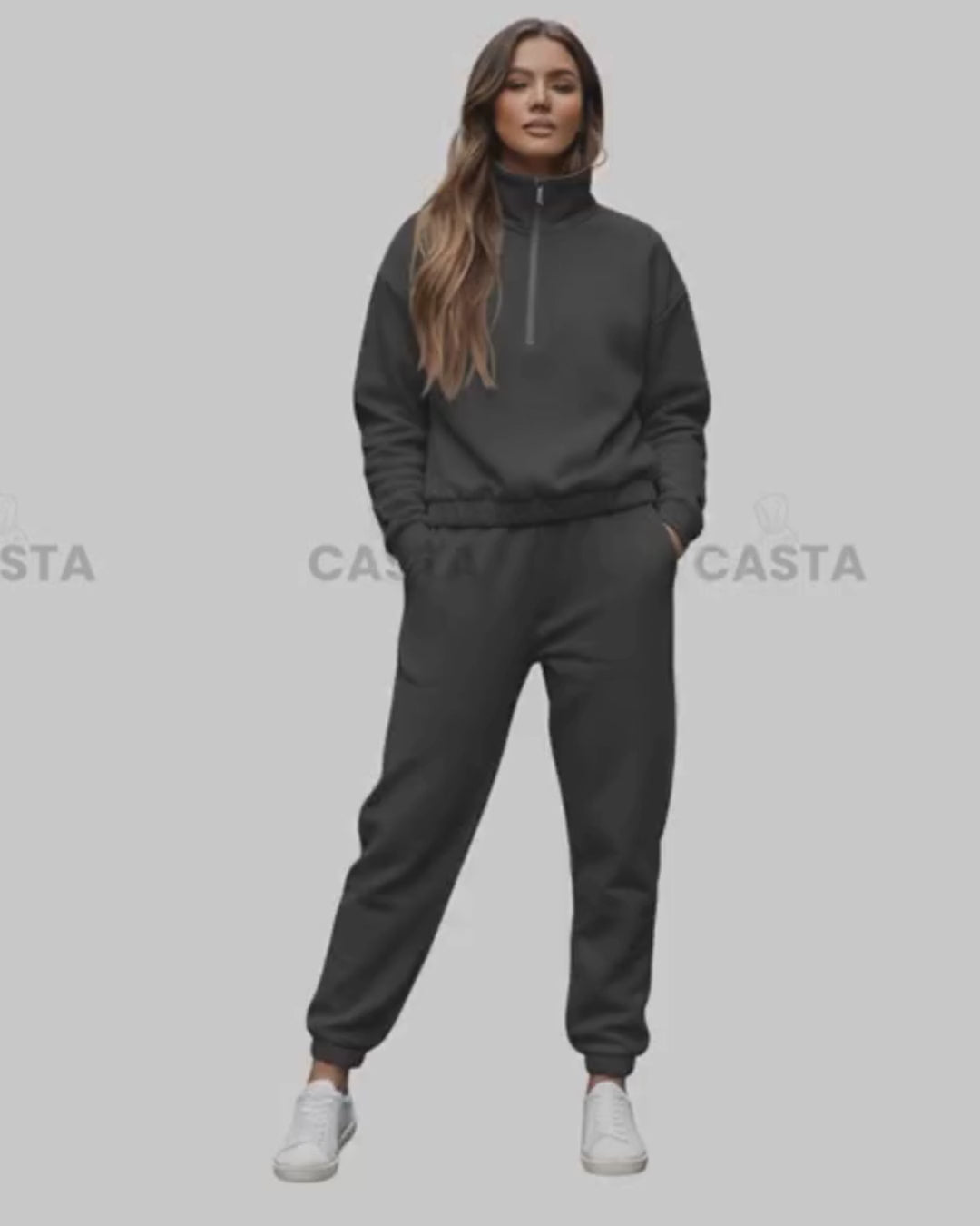 Duks sa zipom i donji deo univerzalna - FUME/TAMNO SIVA